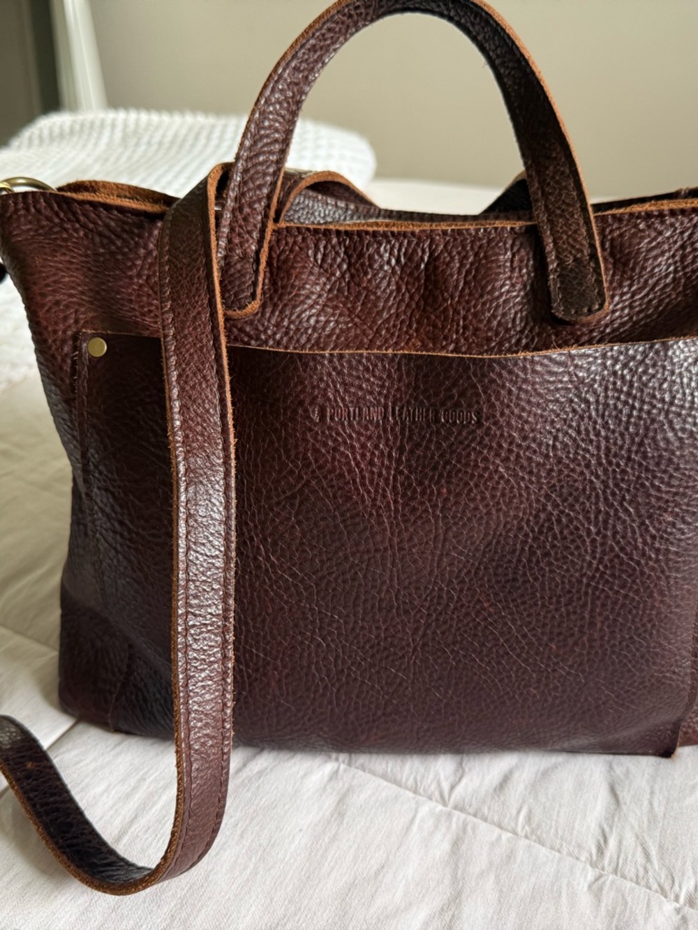 Portland Leather Dark Brown Pebble Leather Tote